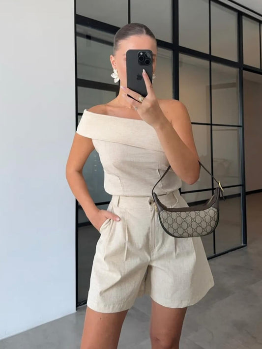 Valeria Set Short With One Shoulder Top