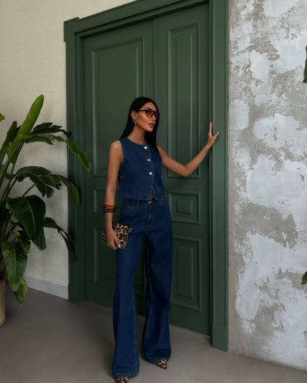 Denim Sisi Set Vest With Pants
