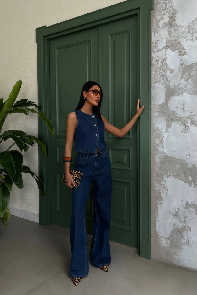 Denim Sisi Set Vest With Pants