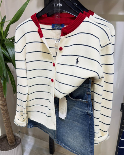 Striped knit cardigan