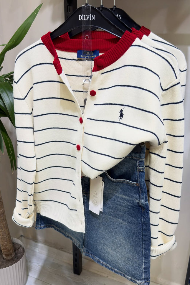 Striped knit cardigan