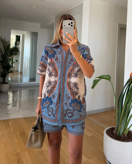 Majna Patterned Shorts Set