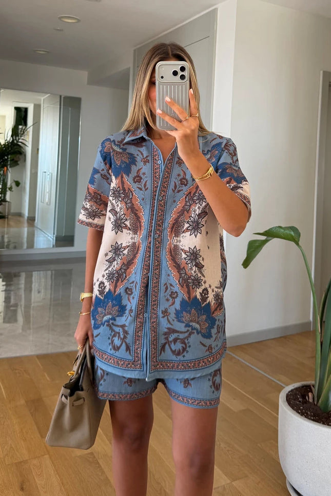 Majna Patterned Shorts Set