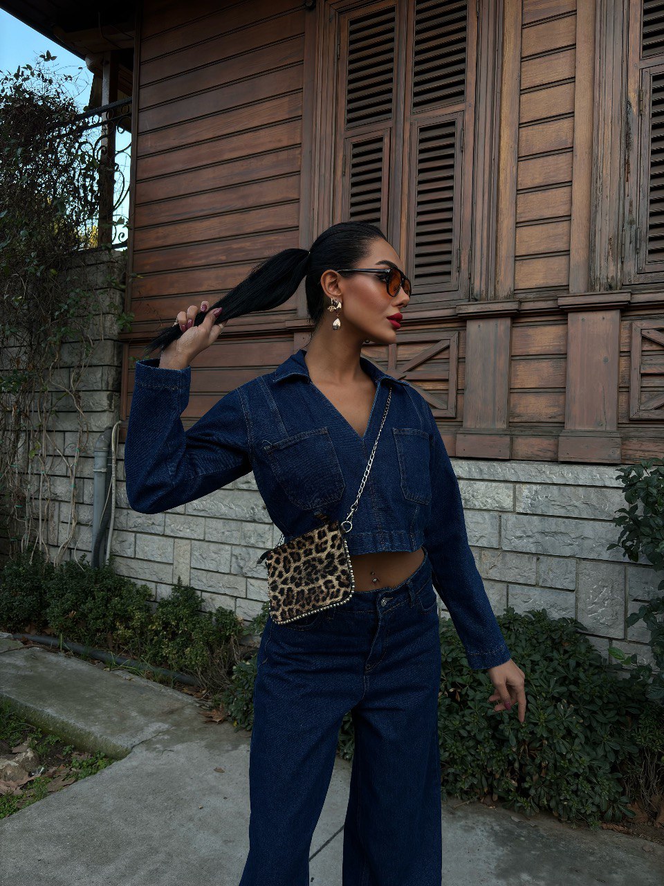 Zr Design Elegant Denim Set With Trousers