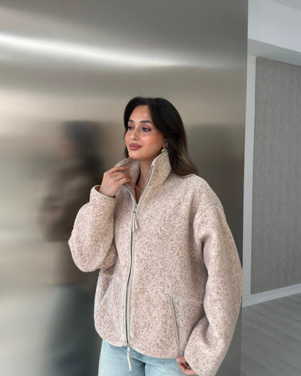 Beige Double-Zip Polar Sweat