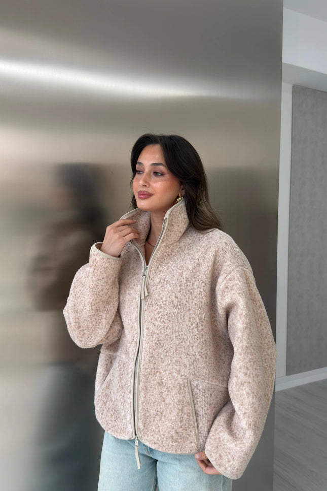 Beige Double-Zip Polar Sweat