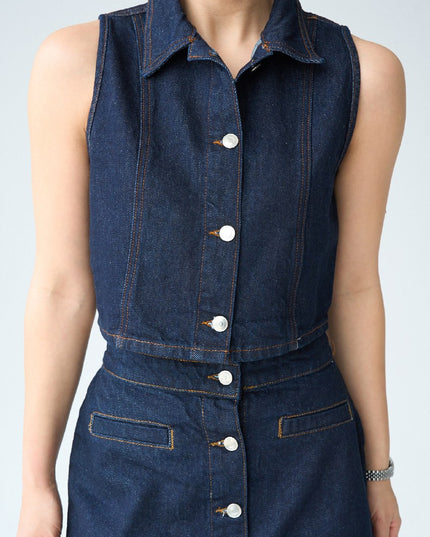 Sherly Denim Set Vest With Skirt