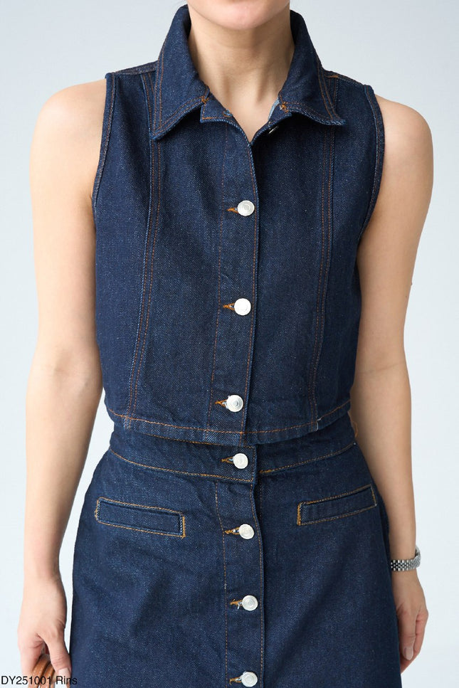 Sherly Denim Set Vest With Skirt