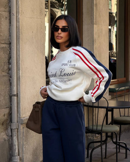 Julia White/Navy Tracksuit
