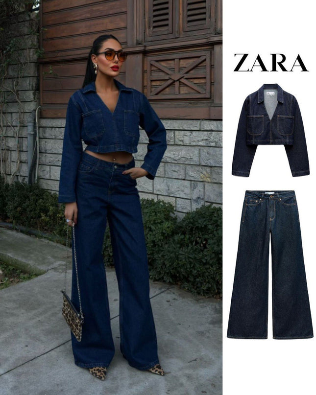 Zr Design Elegant Denim Set With Trousers
