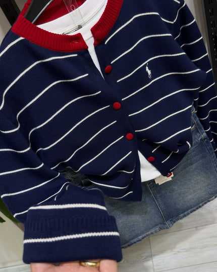 Striped knit cardigan