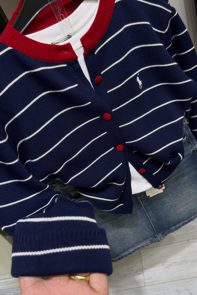 Striped knit cardigan