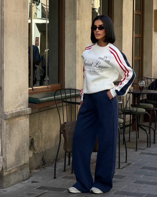 Julia White/Navy Tracksuit