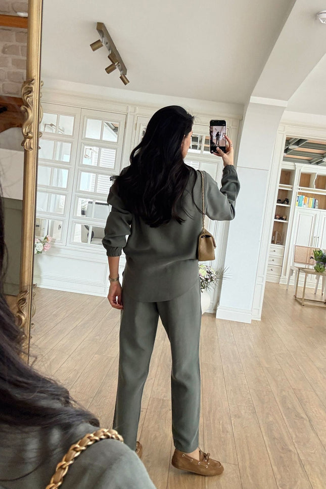 Belarus Zip-Up Sweatshirt and Tencel Pants Set