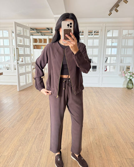 Belarus Zip-Up Sweatshirt and Tencel Pants Set