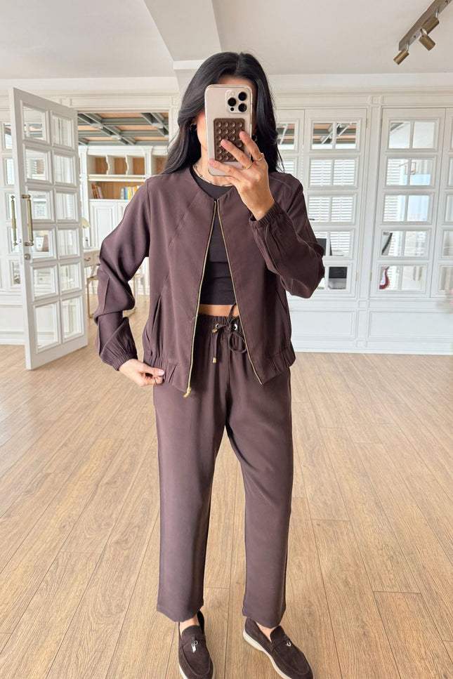 Belarus Zip-Up Sweatshirt and Tencel Pants Set