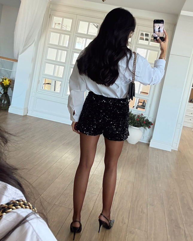 Cesika Sequin Embellished Shorts