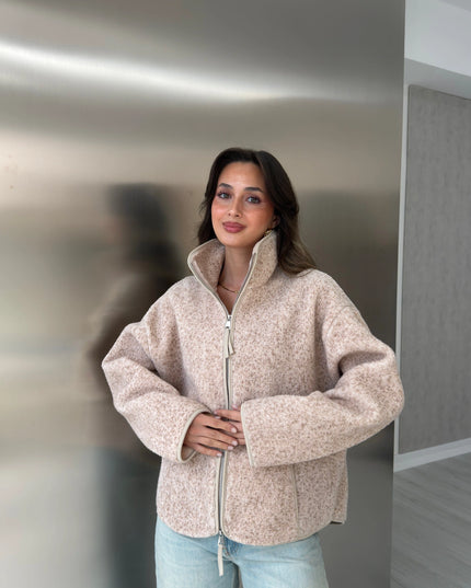 Beige Double-Zip Polar Sweat