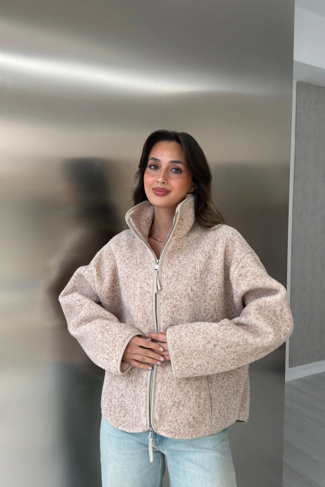 Beige Double-Zip Polar Sweat
