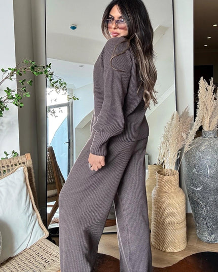 Sama Premium Knit Set - Brown