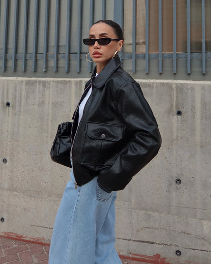 Solares Padded-Shoulder Leather Jacket
