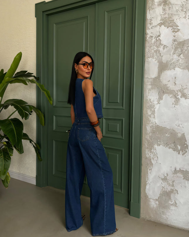 Denim Sisi Set Vest With Pants