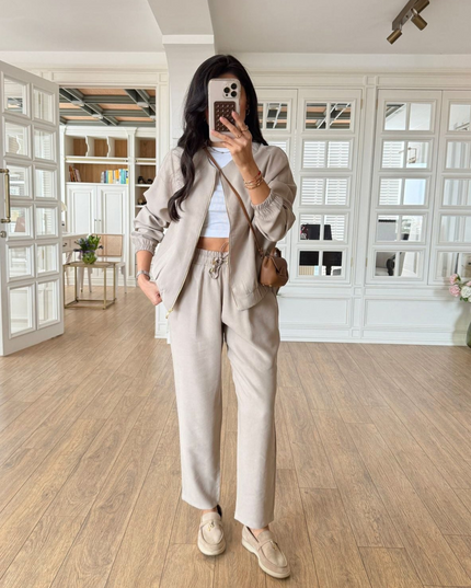 Belarus Zip-Up Sweatshirt and Tencel Pants Set