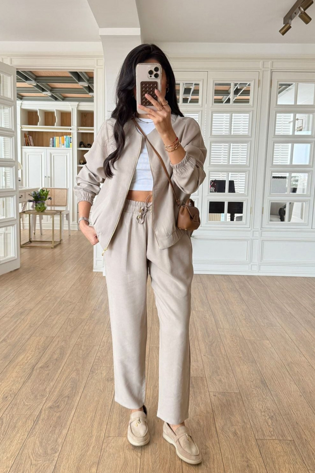 Belarus Zip-Up Sweatshirt and Tencel Pants Set