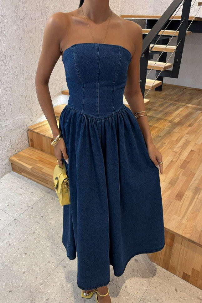 Vanessa Strapless Denim Dress