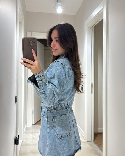 Zara Denim Dress With Button