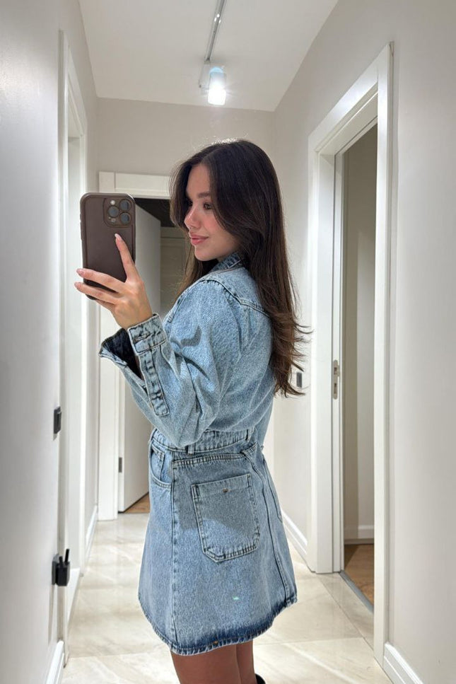 Zara Denim Dress With Button