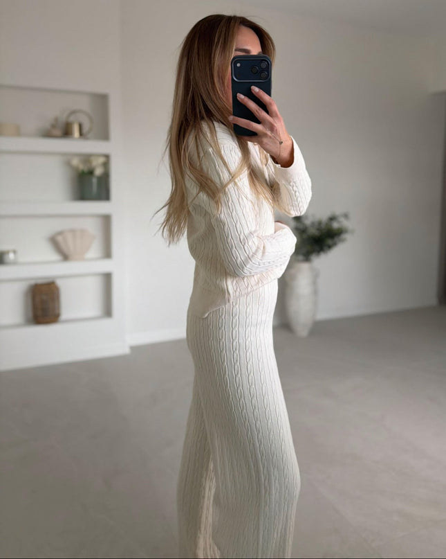 Lucia Cream Zippered Knit Set