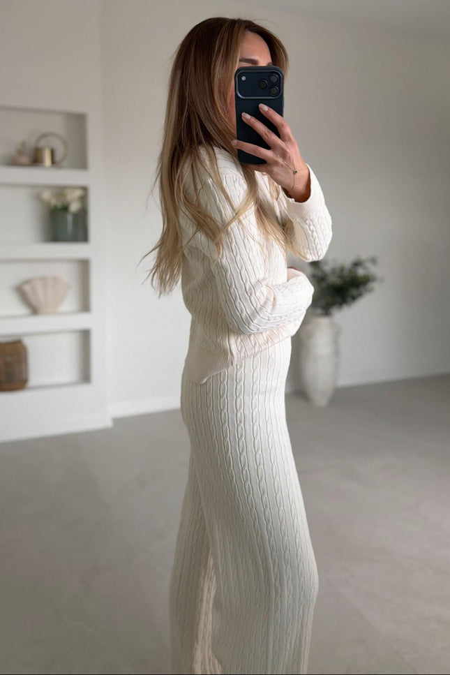Lucia Cream Zippered Knit Set