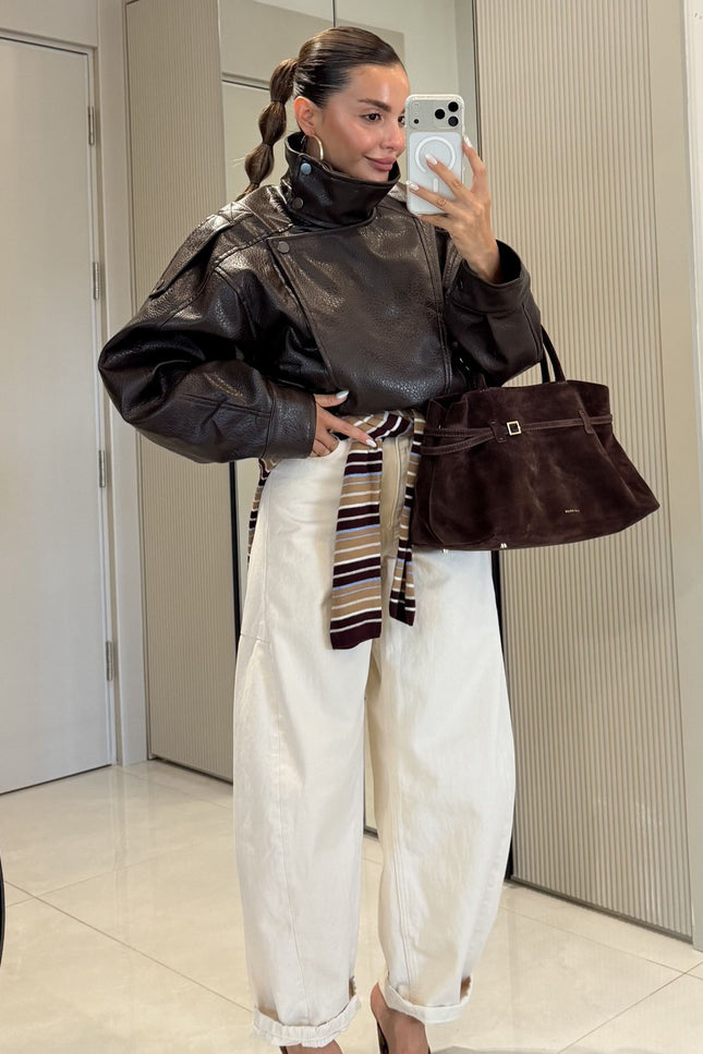 Carlota Oversize Zippered Faux-Leather Jacket