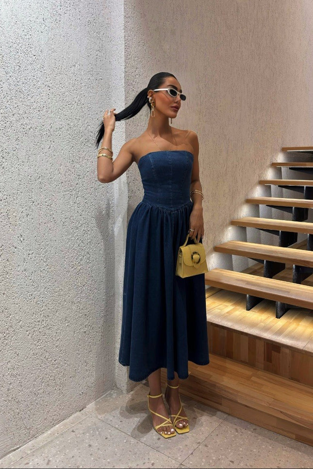 Vanessa Strapless Denim Dress
