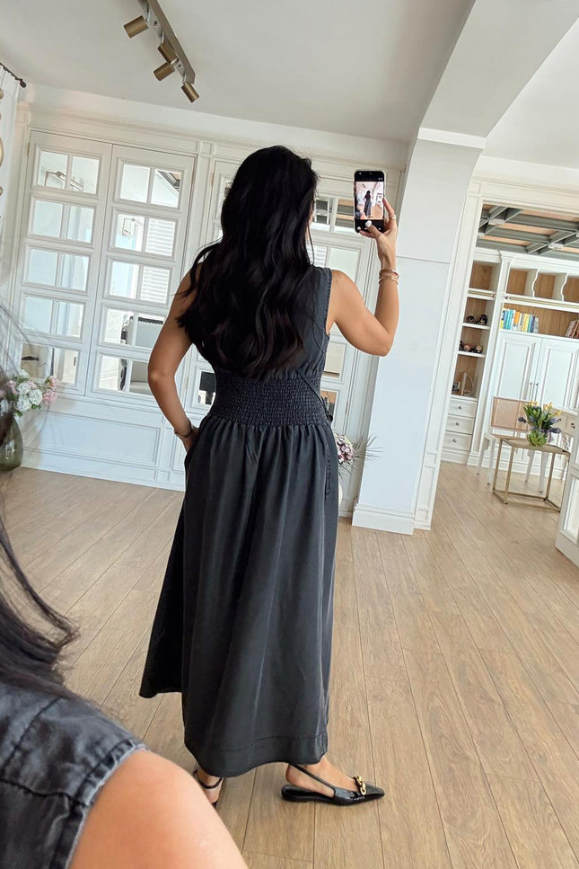Sisi Denim Dress Elastic Waistband