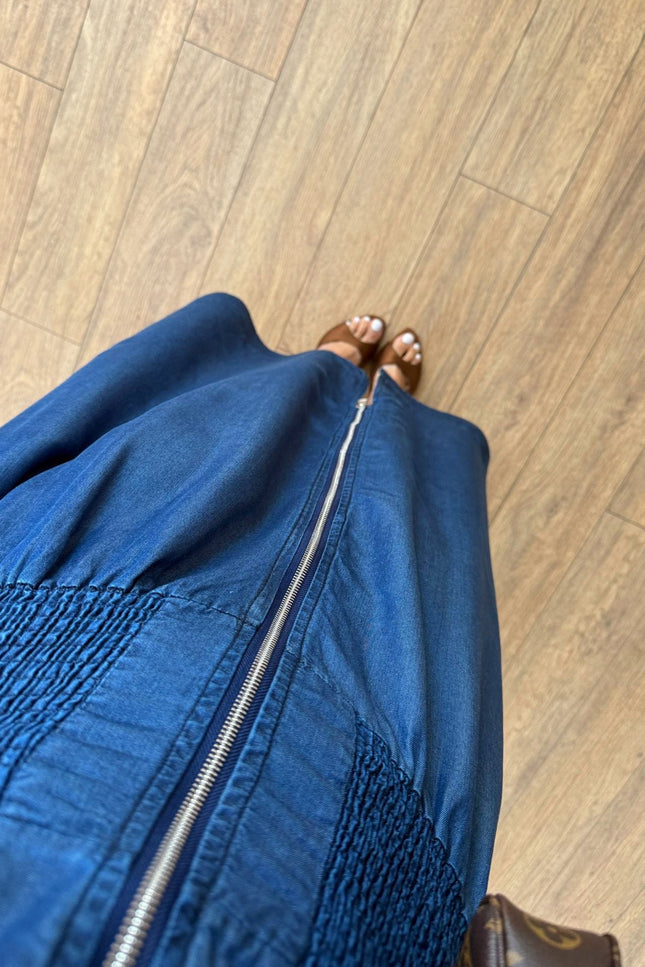 Sisi Denim Dress Elastic Waistband