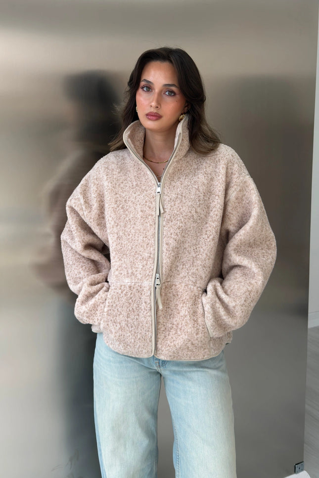 Beige Double-Zip Polar Sweat