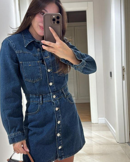 Zara Denim Dress With Button