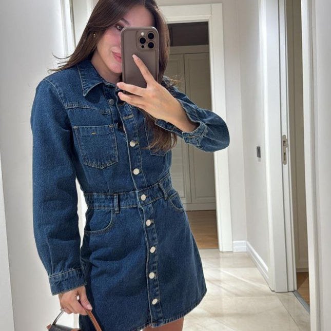 Zara Denim Dress With Button