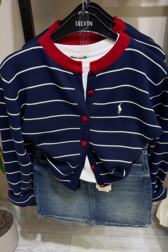 Striped knit cardigan