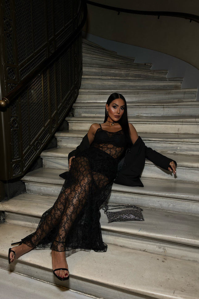 Zr Design Full Lace Midi Dress