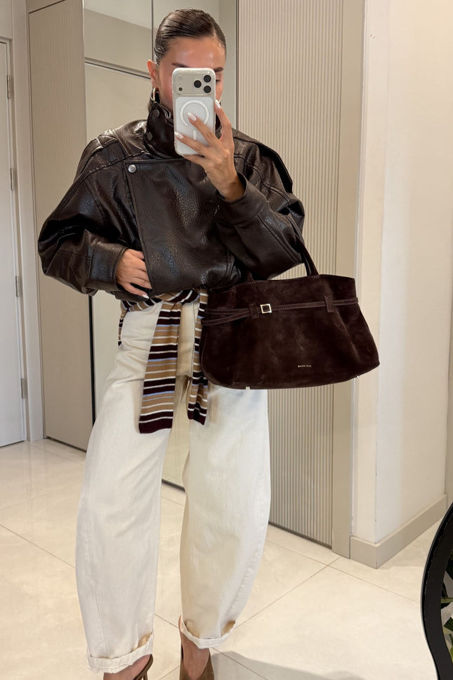Carlota Oversize Zippered Faux-Leather Jacket