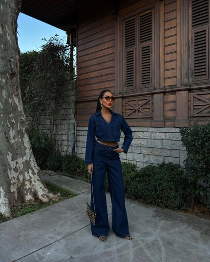 Zr Design Elegant Denim Set With Trousers