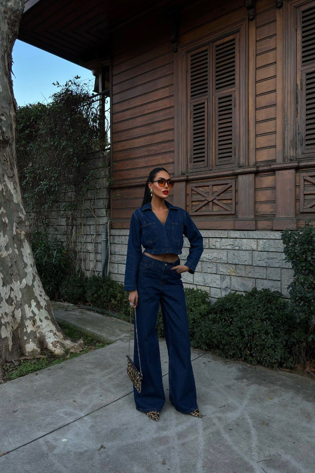Zr Design Elegant Denim Set With Trousers
