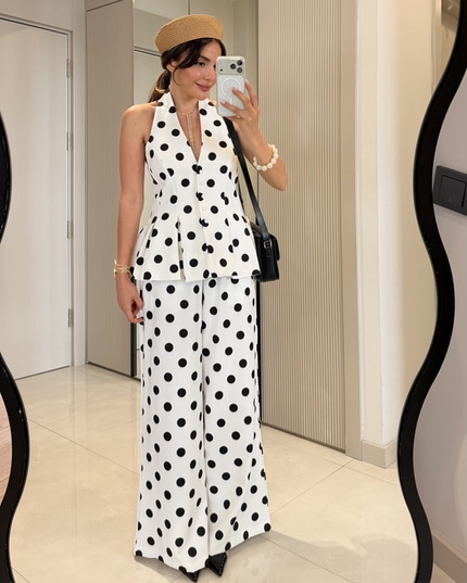 Rodney Polka Dot Blouse and Pants Set