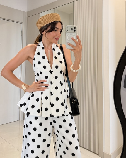 Rodney Polka Dot Blouse and Pants Set