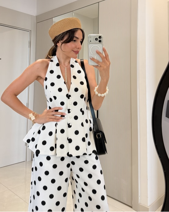 Rodney Polka Dot Blouse and Pants Set