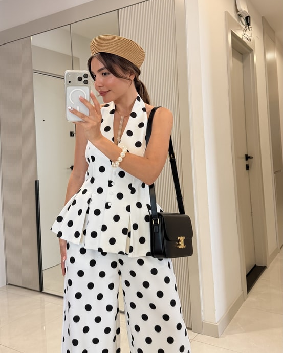 Rodney Polka Dot Blouse and Pants Set