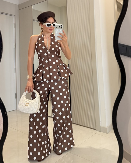 Rodney Polka Dot Blouse and Pants Set